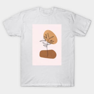 Minimalist Scandinavian, Abstract Geometric Art, Botanical Art T-Shirt